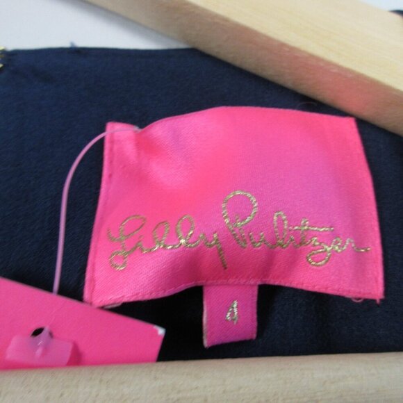 Lily Pulitzer Lorella Stretch Dress 4 Blue Fit & Flare Smocked Waist Party 424 - Picture 3 of 12